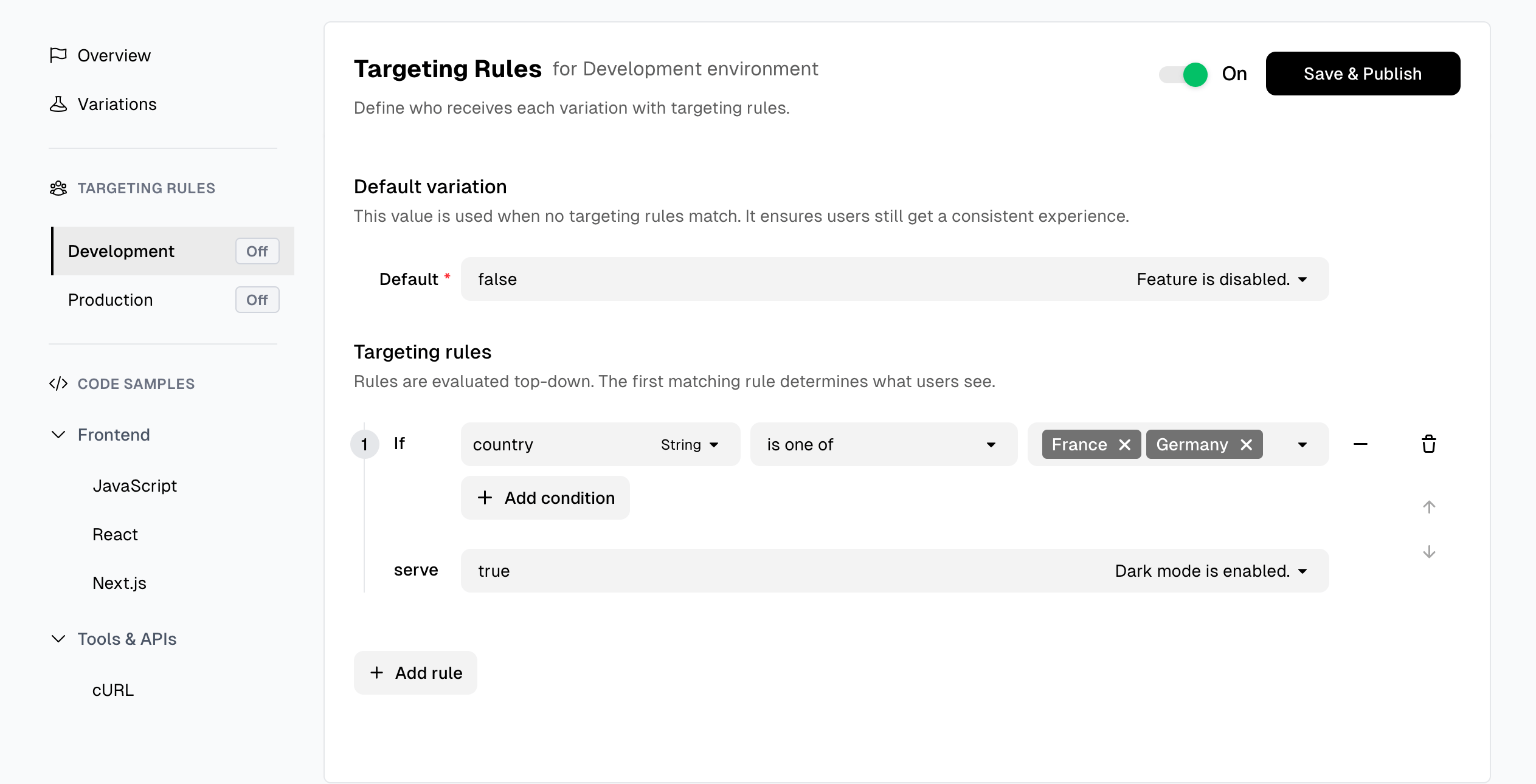 User Targeting UI v1
